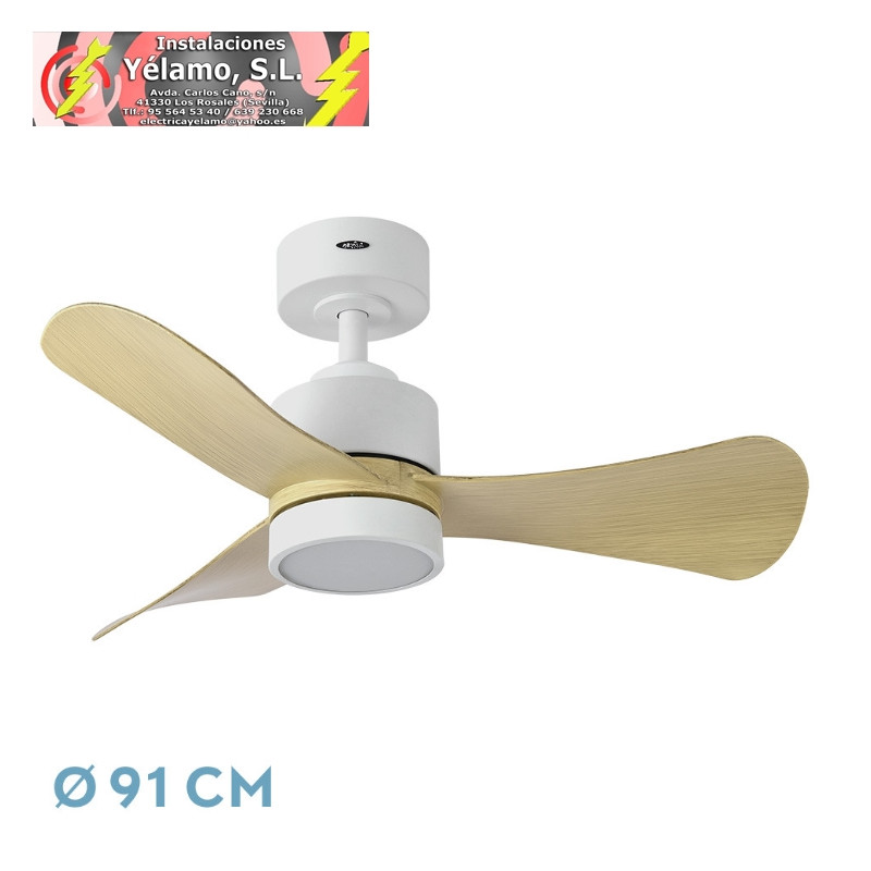 VENTILADOR DC ZEPELIN 18W 1900LM BLANCO/HAYA 3ASPAS 91D 3000-4000-6500K REMOTO,MEMORIA Y TEMPORIZADOR