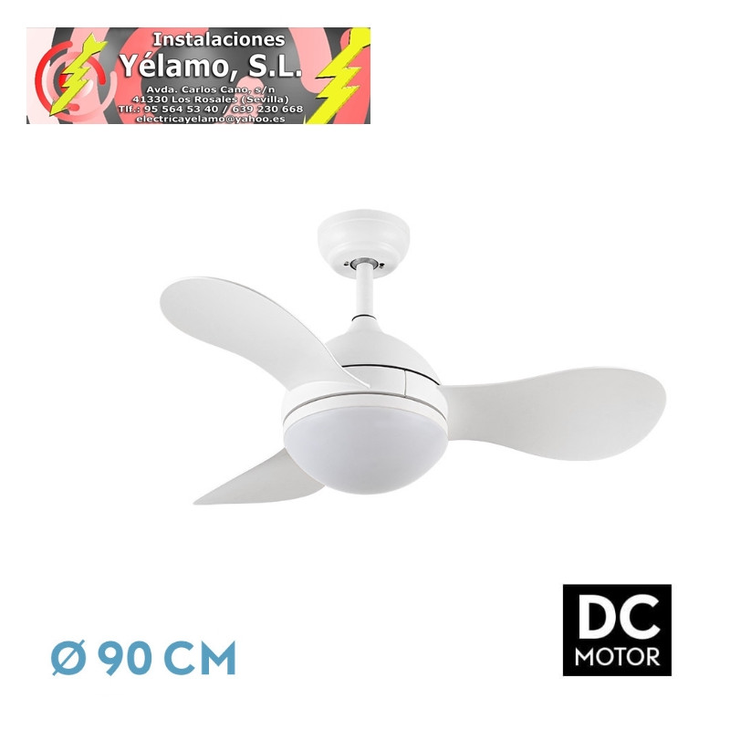 VENTILADOR DC SOLIDO 24W BLANCO 3ASPAS 91D 2640LM 3000K,4000K,6500K REMOTO+MEMORIA+TEMPORIZADOR