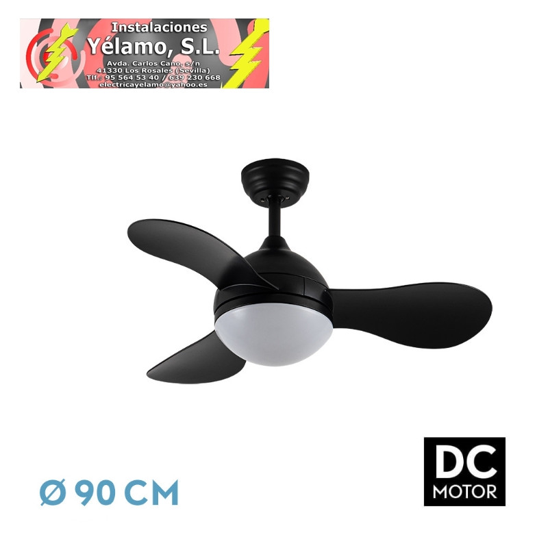 VENTILADOR DC SOLIDO 24W NEGRO 3ASPAS 91D 2640LM 3000-4000-6500K REMOTO+MEMORIA+TEMPORIZADOR