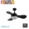 VENTILADOR DC SOLIDO 24W NEGRO 3ASPAS 91D 2640LM 3000-4000-6500K REMOTO+MEMORIA+TEMPORIZADOR