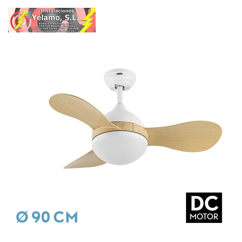 VENTILADOR DC SOLIDO 24W BLANCO 3ASPAS HAYA 91D 2640LM 3000-4000-6500K REMOTO+MEMORIA+TEMPORIZADOR