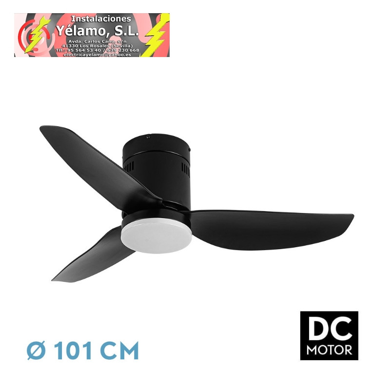 VENTILADOR DC BORAX 20W NEGRO 3ASPAS 6VEL 3000-4000-6500K 2350LM REMOTO, MEMORIA Y TEMPORIZADOR 27X101X101cm