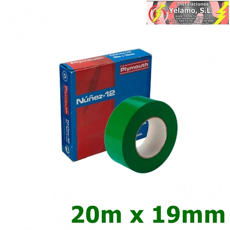 CINTA AISLANTE 19mm x 20m VERDE