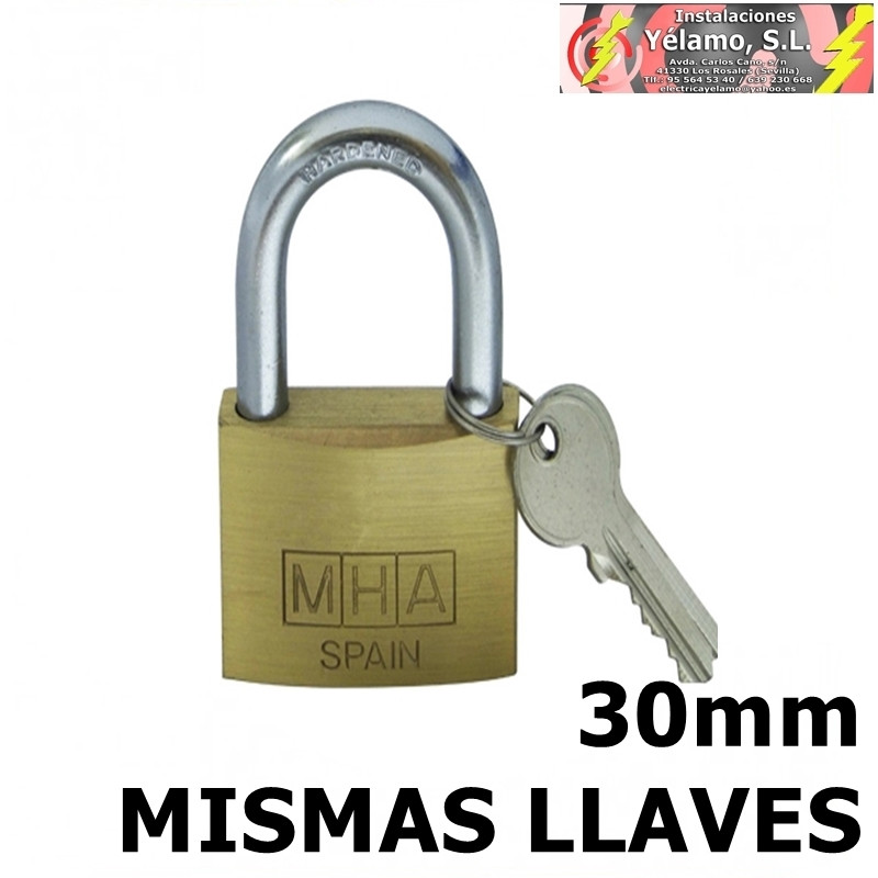 CANDADO LATÓN 30mm MISMAS LLAVES