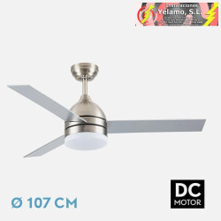 VENTILADOR DC LEGIO 26W NIQUEL 3ASPAS PLAYA/HAYA 107D 2950LM 3000-4000-6000K REMOTO+MEMORIA+TEMPORIZADOR
