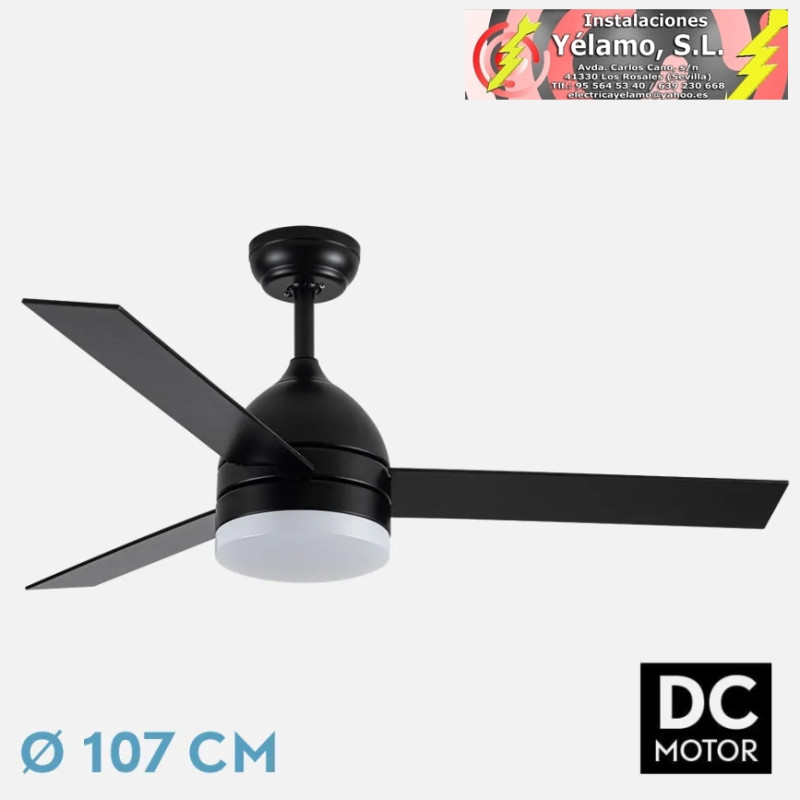 VENTILADOR DC LEGIO 26W NEGRO 3ASPAS NEGRO/ROBLE 107D 2950LM 3000-4000-6000K REMOTO+MEMORIA+TEMPORIZADOR
