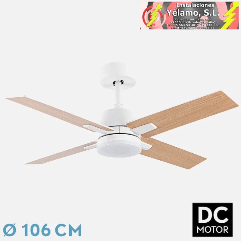 VENTILADOR DC TALCO 20W BLANCO 4ASP.BLANCO/HAYA 6VELOCIDADES 3000-4000-6500K 2350LM REMOTO,MEMORIA,TEMPORIZADOR 106D
