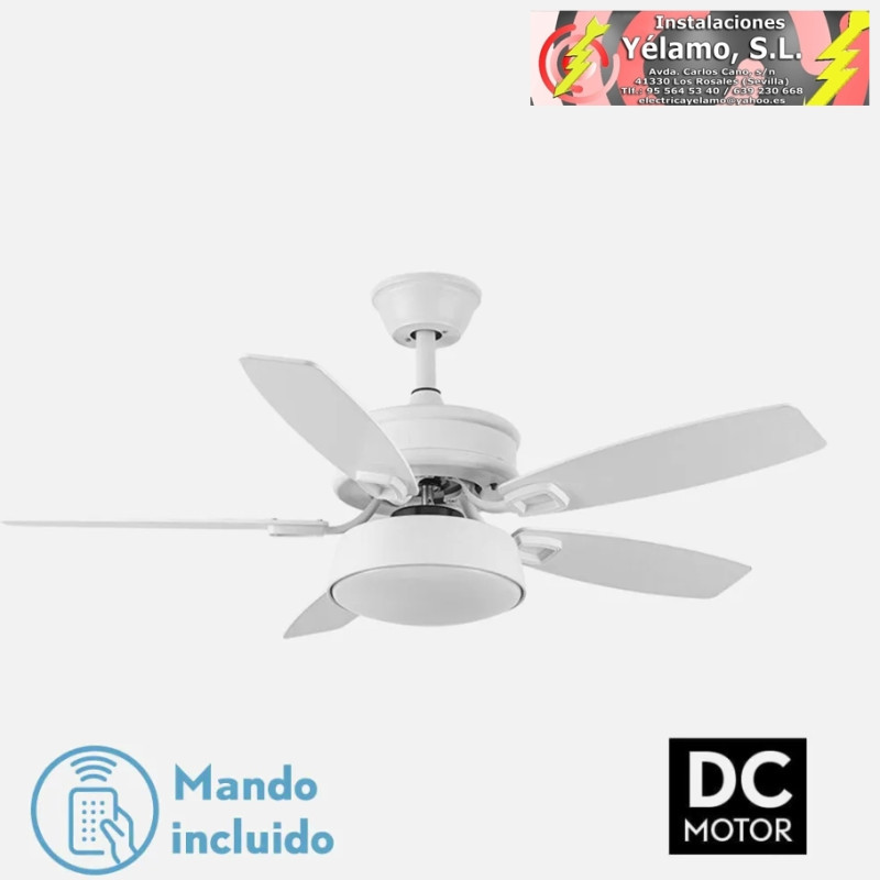 VENTILADOR 30W DC BRAW BLANCO 5 ASPAS BLANCO/HAYA 6VEL. 3 COLORES 106,7D C/REMOTO, MEMORIA Y TEMPORIZADOR 2850LM