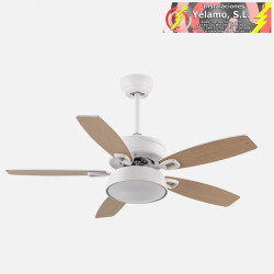 VENTILADOR 30W DC BRAW BLANCO 5 ASPAS BLANCO/HAYA 6VEL. 3 COLORES 106,7D C/REMOTO, MEMORIA Y TEMPORIZADOR 2850LM