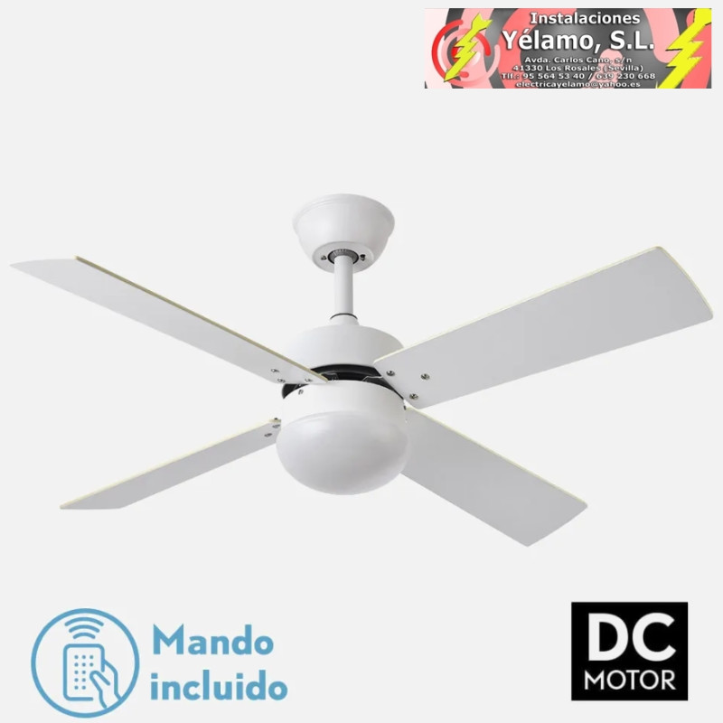 VENTILADOR DC SOFIA 2XE27 BLANCO 4 ASPAS REV.BLANCA/HAYA 40X107D C/REMOTO TEMPORIZADOR