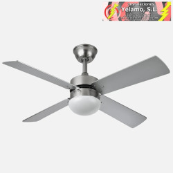 VENTILADOR DC SOFIA 2XE27 NIQUEL 4ASPAS REV.HAYA/PLATA 40X107D C/REMOTO TEMPORIZADOR