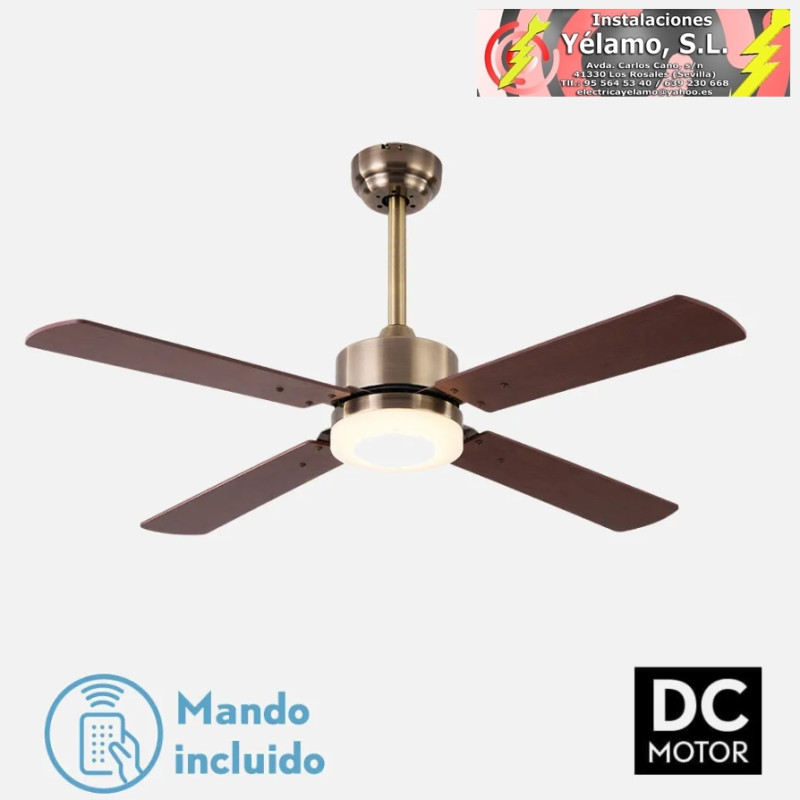 VENTILADOR 18W DC HUPE CUERO 4ASP.6 VEL. 107D REMOTO,MEMORIA Y TEMP.3000-4000-6000K