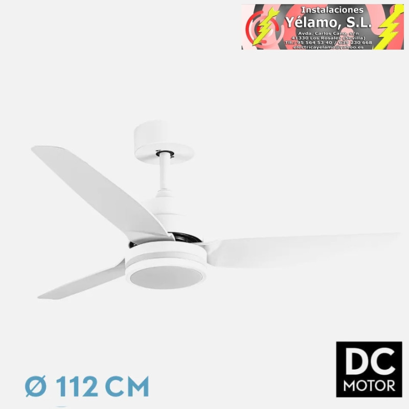 VENTILADOR DC JARAMA 20W BLANCO 3ASP.6VELOCIDADES 3000-4000-6500K 2350LM REMOTO,MEMORIA,TEMPERATURA 112D