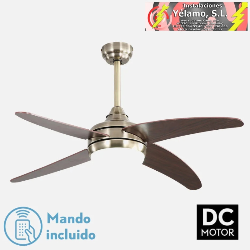 VENTILADOR 2XE27 DC KLOD CUERO/CEREZO4ASP.6 VEL 117D C/REMOTO Y TEMPORIZADOR