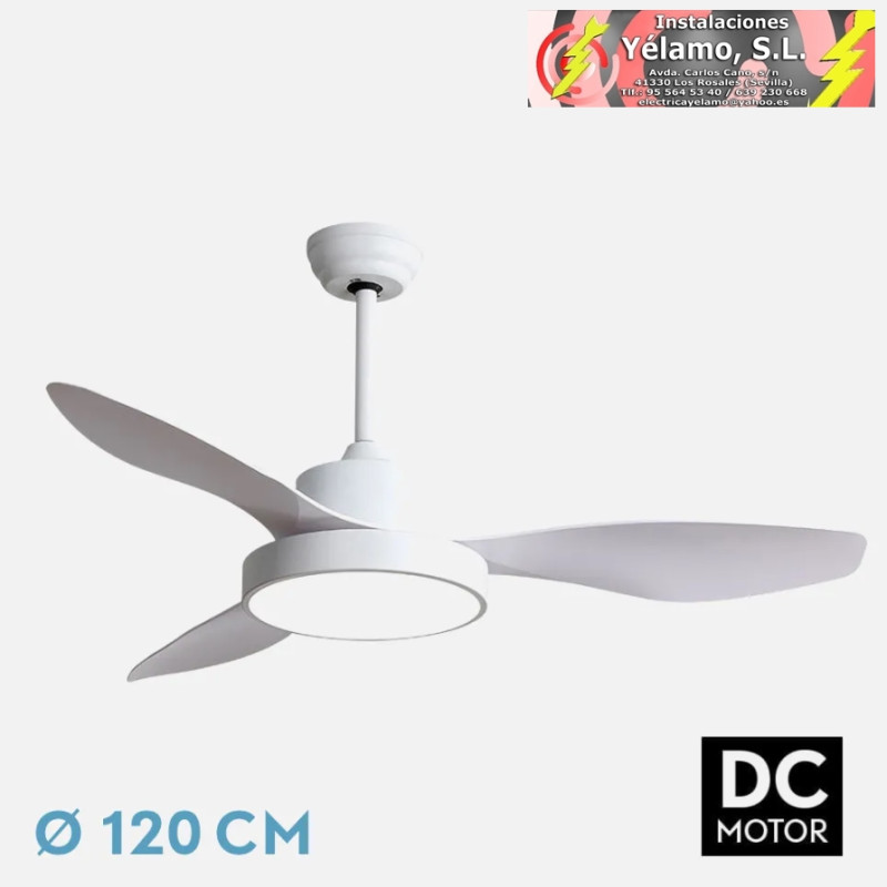 VENTILADOR DC HAYATE 48W 4080LM BLANCO 3ASP 39/54X120X120cm 3000-4000-6000K C/REMOTO, MEMORIA Y TEMPORIZADOR