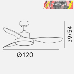 VENTILADOR DC HAYATE 48W 4080LM NIQ/HAYA 3 ASP 39/54X120X120cm 3000-4000-6000K C/REMOTO, MEMORIA Y TEMPORIZADOR