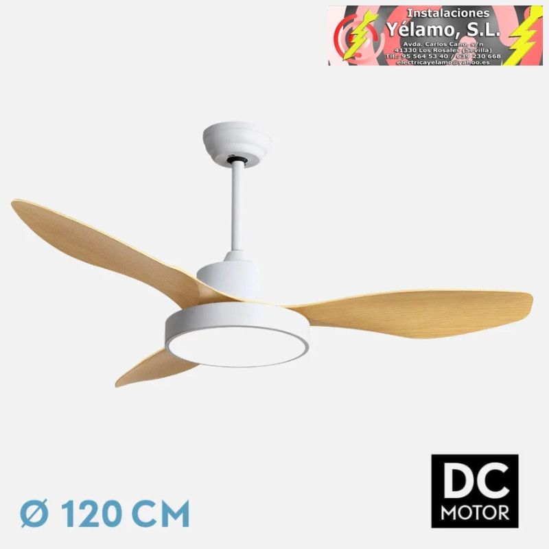 VENTILADOR DC HAYATE 48W 4080LM BLANCO/HAYA 3ASP 39/54X120X120cm 3000-4000-6000K C/REMOTO, MEMORIA Y TEMPORIZADOR
