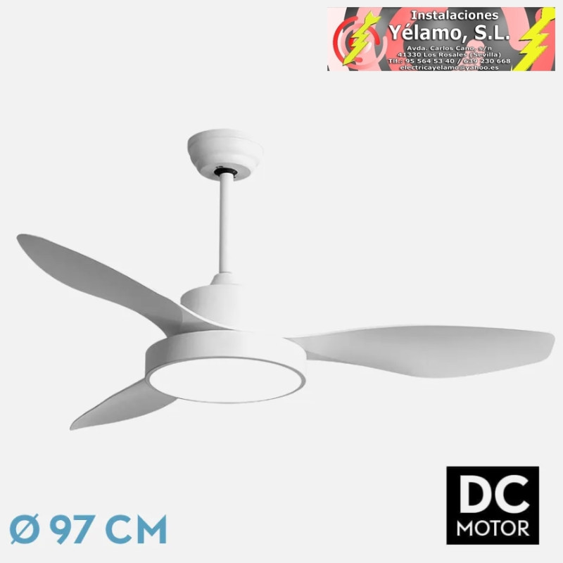 VENTILADOR DC HAYATE 24W 2650LM BLANCO 3ASP 6 VEL 97D 3000-4000-6000K REMOTO, MEMORIA Y TEMPORIZADOR