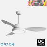 VENTILADOR DC HAYATE 24W 2650LM BLANCO 3ASP 6 VEL 97D 3000-4000-6000K REMOTO, MEMORIA Y TEMPORIZADOR