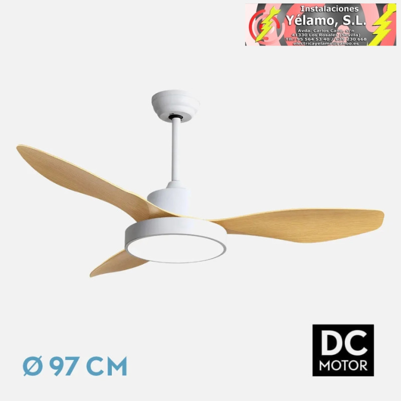 VENTILADOR DC HAYATE 24W 2650LM BLANCO/HAYA 3ASPAS 97D 3000-4000-6000K REMOTO, MEMORIA Y TEMPORIZADOR