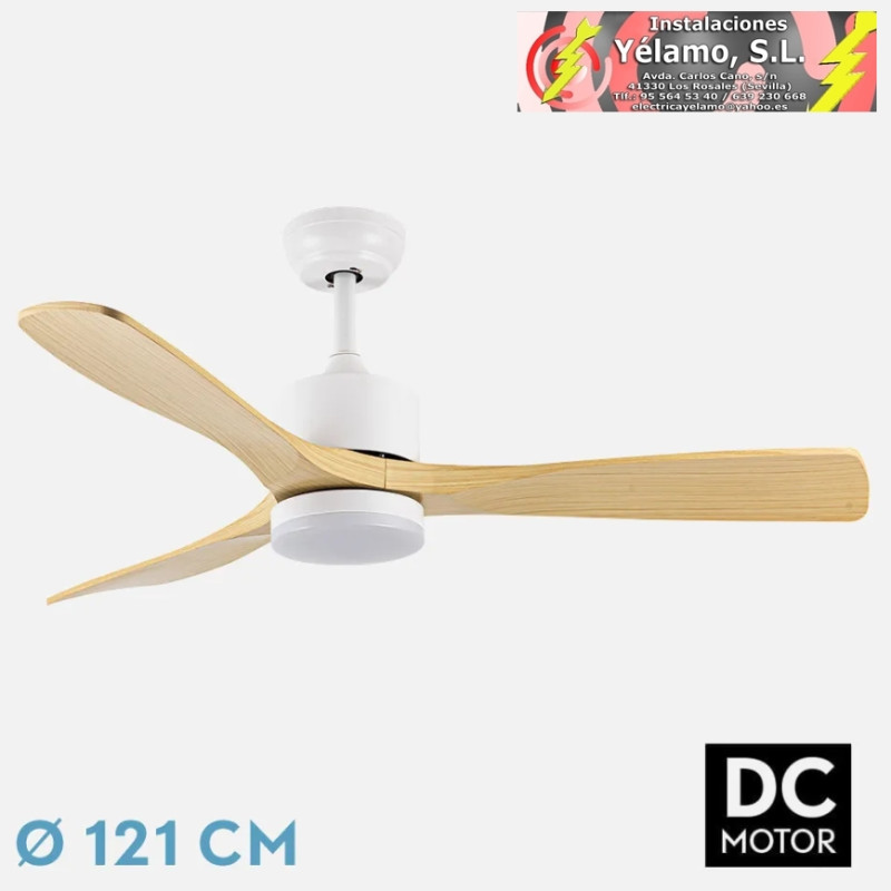 VENTILADOR DC AZABACHE 20W BLANCO 3ASP.HAYA 6VEL 3COL 40/50X121D 2350LM REMOTO, MEMORIA Y TEMPORIZADOR