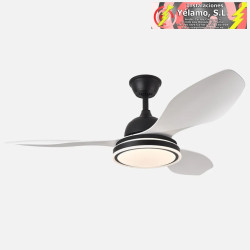 VENTILADOR 48W DC DATOO NEGRO 3 ASPAS BLANCAS 6 VEL. 33/48X122X122cm 3 COLOR C/REMOTO, MEMORIA Y TEMPORIZADOR 4080LM