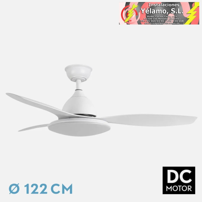 VENTILADOR DC BLANCO YAEL 72W 3000-4000-6000K 122D 7200LM 3 ASPAS, REMOTO+TEMPORIZADOR+MEMORIA