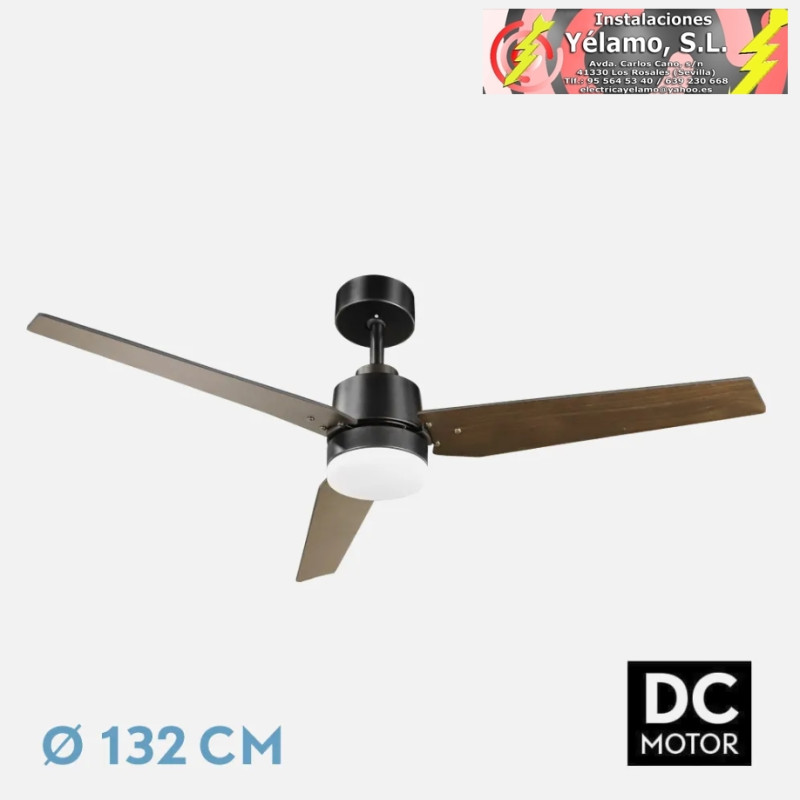 VENTILADOR DC CAPTUS 22W NEGRO 3ASPAS NEGRO/ROBLE 132D REG. INTENSIDAD 2180LM 3000K,4000K,6000K REMOTO+TEMPORIZADOR+MEMORIA