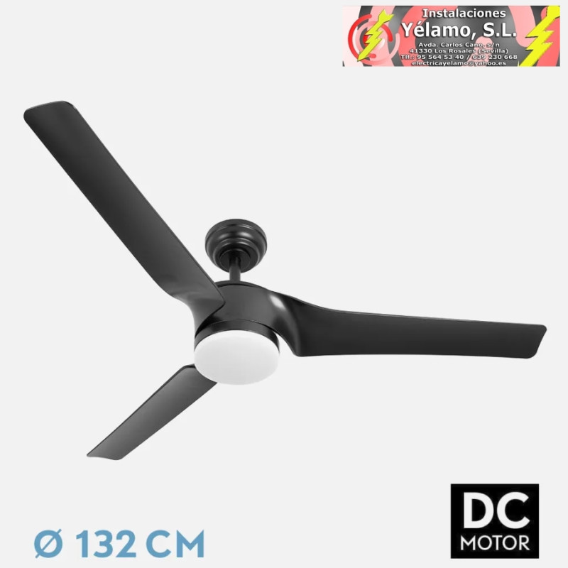 VENTILADOR DC MONTIJO 24W NEGRO 3ASPAS 6VEL 132D 2424LM 3000-4000-6500K REMOTO+REGULADOR INTENSIDAD+TEMPORIZADOR+MEMORIA
