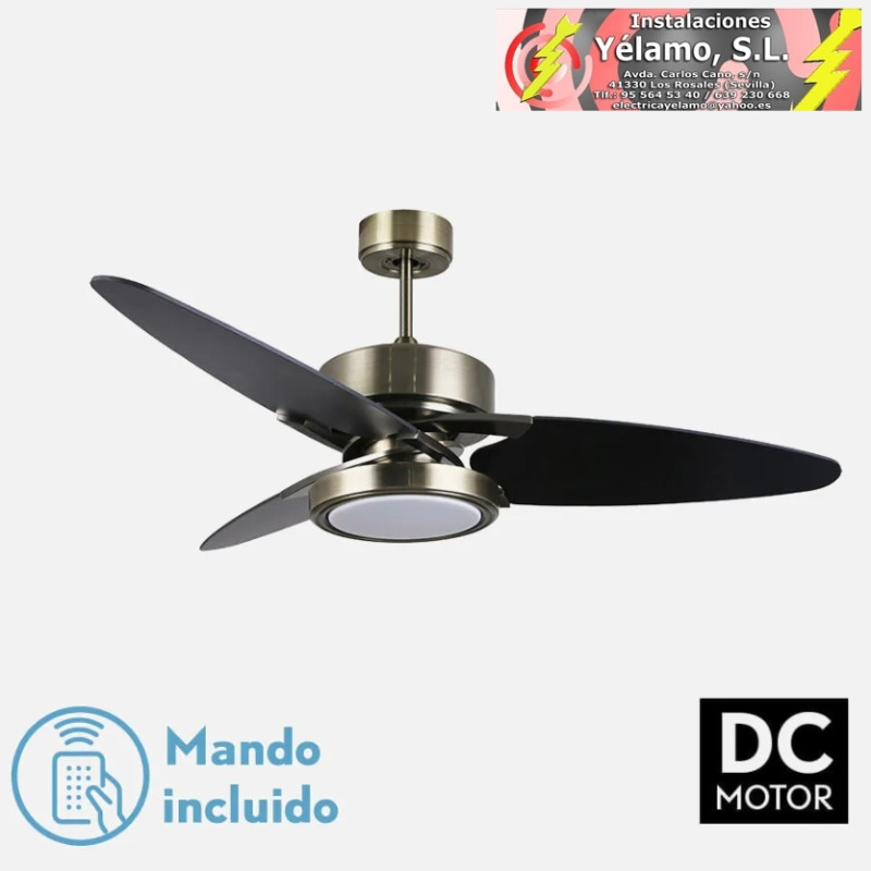 VENTILADOR DC CROSS 30W CUERO 3 ASPAS NEGRO/NOGAL 6VEL. 3 COLORES 3250LM 132D REMOTO,MEMORIA Y TEMPORIZADOR