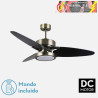 VENTILADOR DC CROSS 30W CUERO 3 ASPAS NEGRO/NOGAL 6VEL. 3 COLORES 3250LM 132D REMOTO,MEMORIA Y TEMPORIZADOR