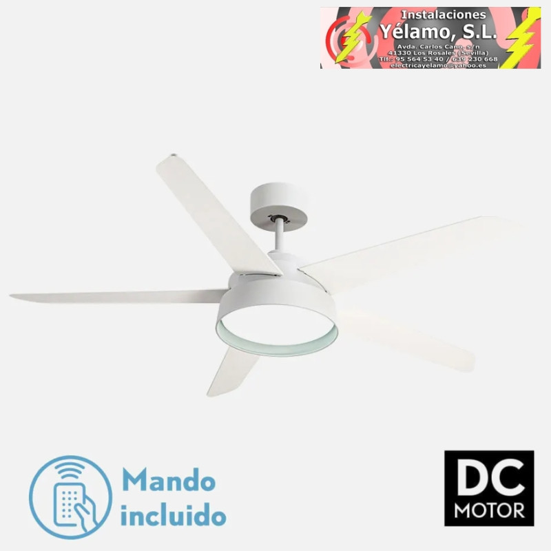 VENTILADOR 25W DC BLANCO LEBECHE 5 ASPAS REV. BLANCA/HAYA 6 VE.. 3000-4000-6000K 132D REMOTO,MEMORIA Y TEMPORIZADOR