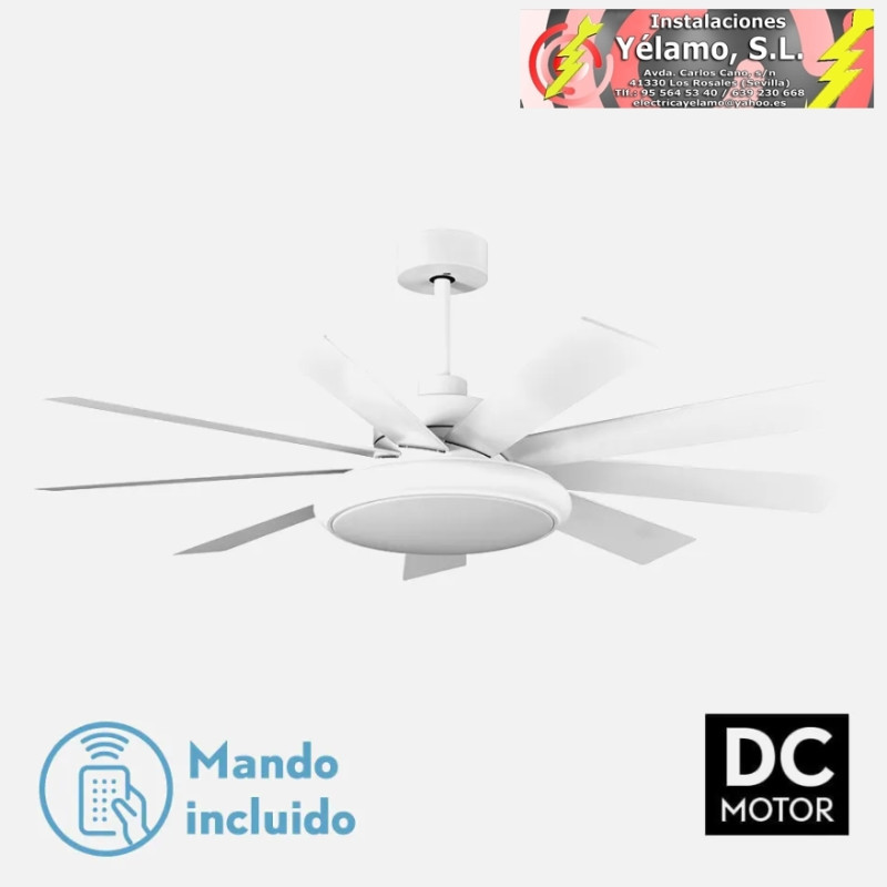 VENTILADOR DC PIREO 36W BLANCO 9 ASPAS BLANCA/HAYA 6 VEL 3000K, 4500K,6000K 3800LM 132D C/REMOTO, MEMORIA Y TEMPORIZADOR