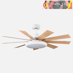 VENTILADOR DC PIREO 36W BLANCO 9 ASPAS BLANCA/HAYA 6 VEL 3000K, 4500K,6000K 3800LM 132D C/REMOTO, MEMORIA Y TEMPORIZADOR