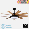 VENTILADOR DC PIREO 36W NEGRO 9 ASPAS ROBLE/HAYA 6 VEL 3000K, 4500K, 6000K 3800LM 132D C/REMOTO, MEMORIA Y TEMPORIZADOR