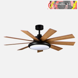 VENTILADOR DC PIREO 36W NEGRO 9 ASPAS ROBLE/HAYA 6 VEL 3000K, 4500K, 6000K 3800LM 132D C/REMOTO, MEMORIA Y TEMPORIZADOR