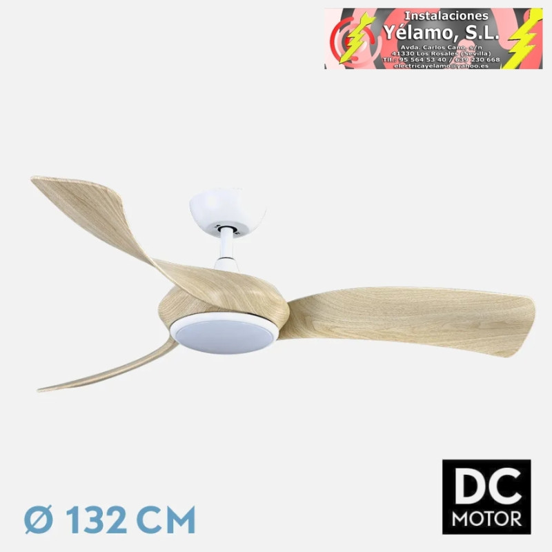 VENTILADOR DC CERDEÑA 30W 2950LM BLANCO/HAYA 3ASPAS 3000K,4500K,6000K REGULABLE INTENSIDAD+REMOTO+TEMPORIZADOR+MEMORIA