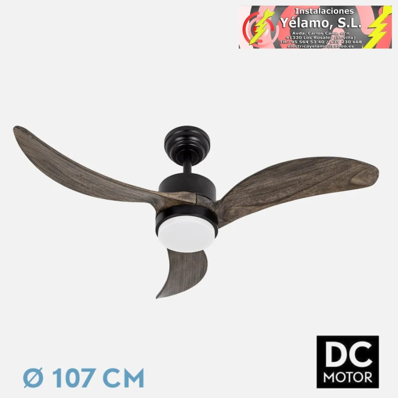 VENTILADOR DC BEMBEZAR 24W NEGRO 3ASPAS ROBLE 107D 2424LM 3000-4000-6500K REMOTO+REGULADOR INTENSIDAD+TEMPORIZADOR+MEMORIA