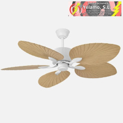 VENTILADOR DC 26W COLLA BLANCO 5 ASPAS HAYA 132D 6VELOCIDADES 2950LM 3000-4000-6000K REMOTO, TEMPORIZADOR, MEMORIA