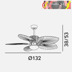 VENTILADOR DC 26W COLLA BLANCO 5 ASPAS HAYA 132D 6VELOCIDADES 2950LM 3000-4000-6000K REMOTO, TEMPORIZADOR, MEMORIA