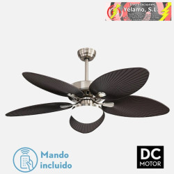VENTILADOR DC BORASCO 24W NIQUEL/MARRON 5 ASP.6 VEL 132D 2950LM REMOTO, MEMORIA Y TEMPORIZADOR 3000-4000-6000K