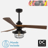 VENTILADOR DC VULTURNO NEGRO 1XE27 3 ASPAS ROBLE 6 VELOCIDADES C/REMOTO Y TEMPORIZADOR 53/65,5X132X132cm