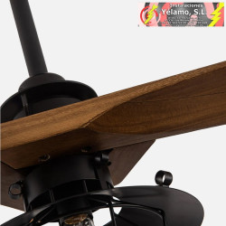 VENTILADOR DC VULTURNO NEGRO 1XE27 3 ASPAS ROBLE 6 VELOCIDADES C/REMOTO Y TEMPORIZADOR 53/65,5X132X132cm