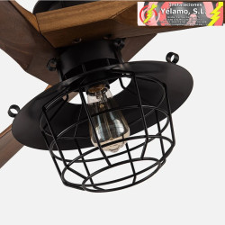 VENTILADOR DC VULTURNO NEGRO 1XE27 3 ASPAS ROBLE 6 VELOCIDADES C/REMOTO Y TEMPORIZADOR 53/65,5X132X132cm