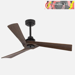 VENTILADOR DC VULTURNO NEGRO 1XE27 3 ASPAS ROBLE 6 VELOCIDADES C/REMOTO Y TEMPORIZADOR 53/65,5X132X132cm