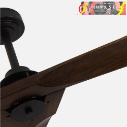 VENTILADOR DC VULTURNO NEGRO 1XE27 3 ASPAS ROBLE 6 VELOCIDADES C/REMOTO Y TEMPORIZADOR 53/65,5X132X132cm