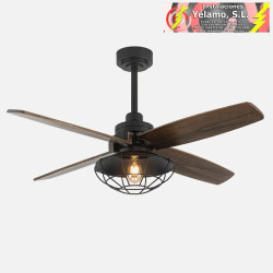 VENTILADOR DC AQUILO NEGRO 1XE27 4ASP ROBLE 6VELOC C/REMOTO Y TEMPORIZADOR 44,5/57X119,4X119,4 cm
