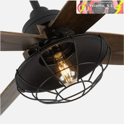 VENTILADOR DC AQUILO NEGRO 1XE27 4ASP ROBLE 6VELOC C/REMOTO Y TEMPORIZADOR 44,5/57X119,4X119,4 cm