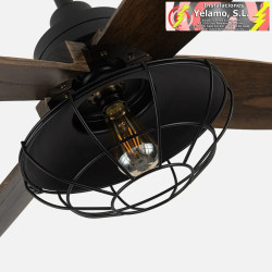 VENTILADOR DC AQUILO NEGRO 1XE27 4ASP ROBLE 6VELOC C/REMOTO Y TEMPORIZADOR 44,5/57X119,4X119,4 cm