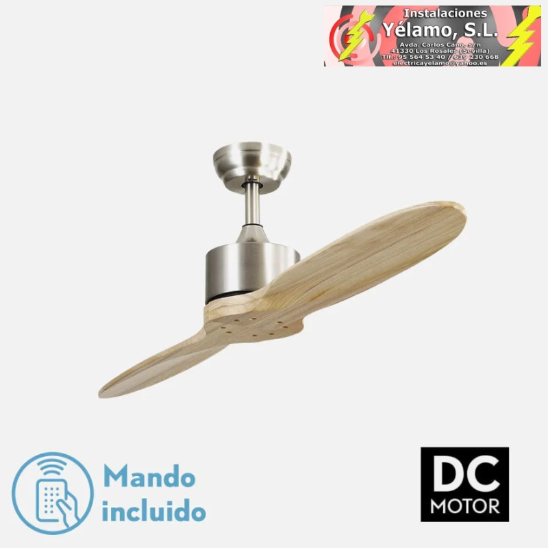 VENTILADOR DC LESTE NIQUEL 2 ASPAS HAYA SIN LUZ 5 VELOCIDADES REMOTO TEMPORIZADOR 132D